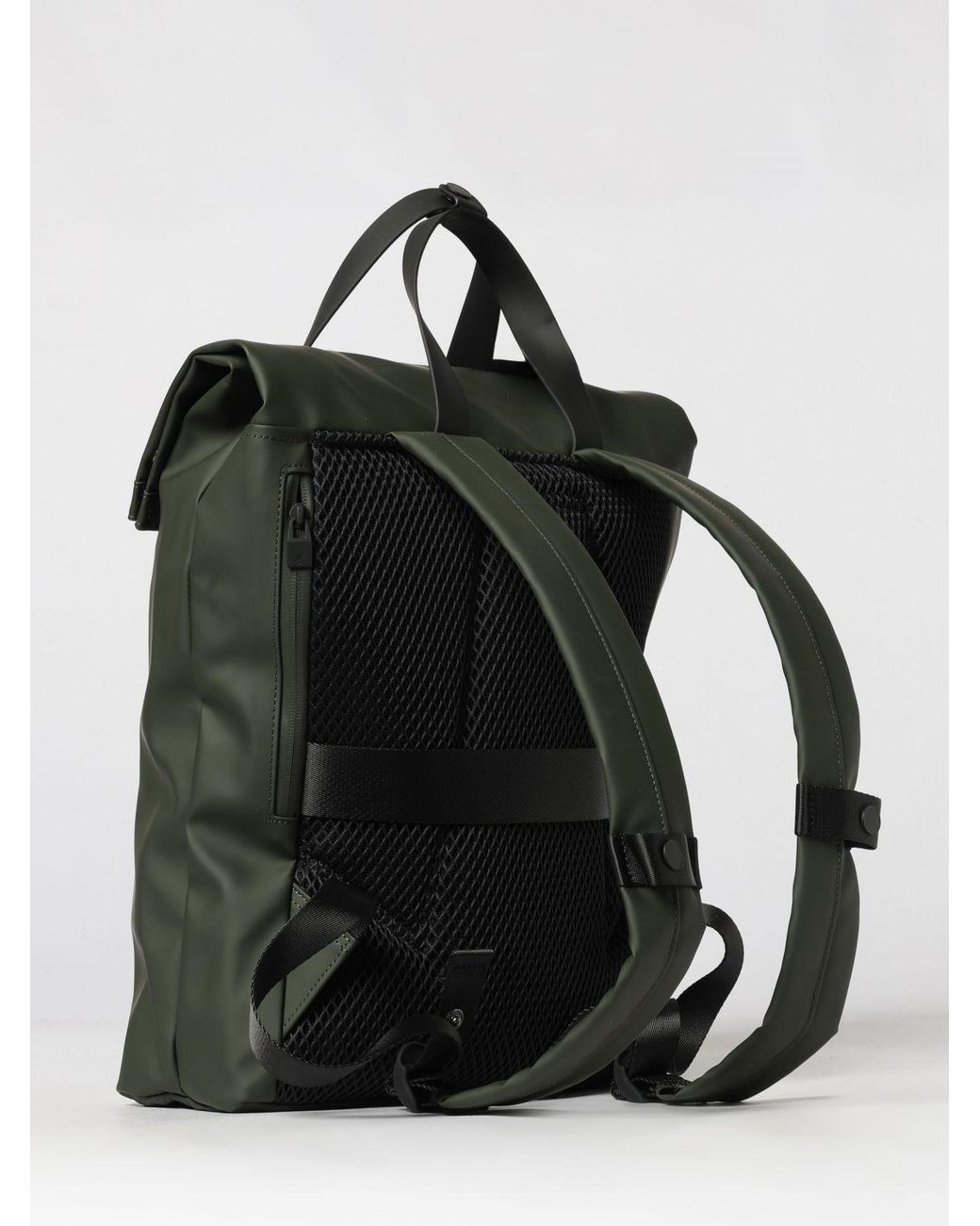 Rains Green 2 Way Waterproof Polyester Tote Backpack With Flap Closure for men