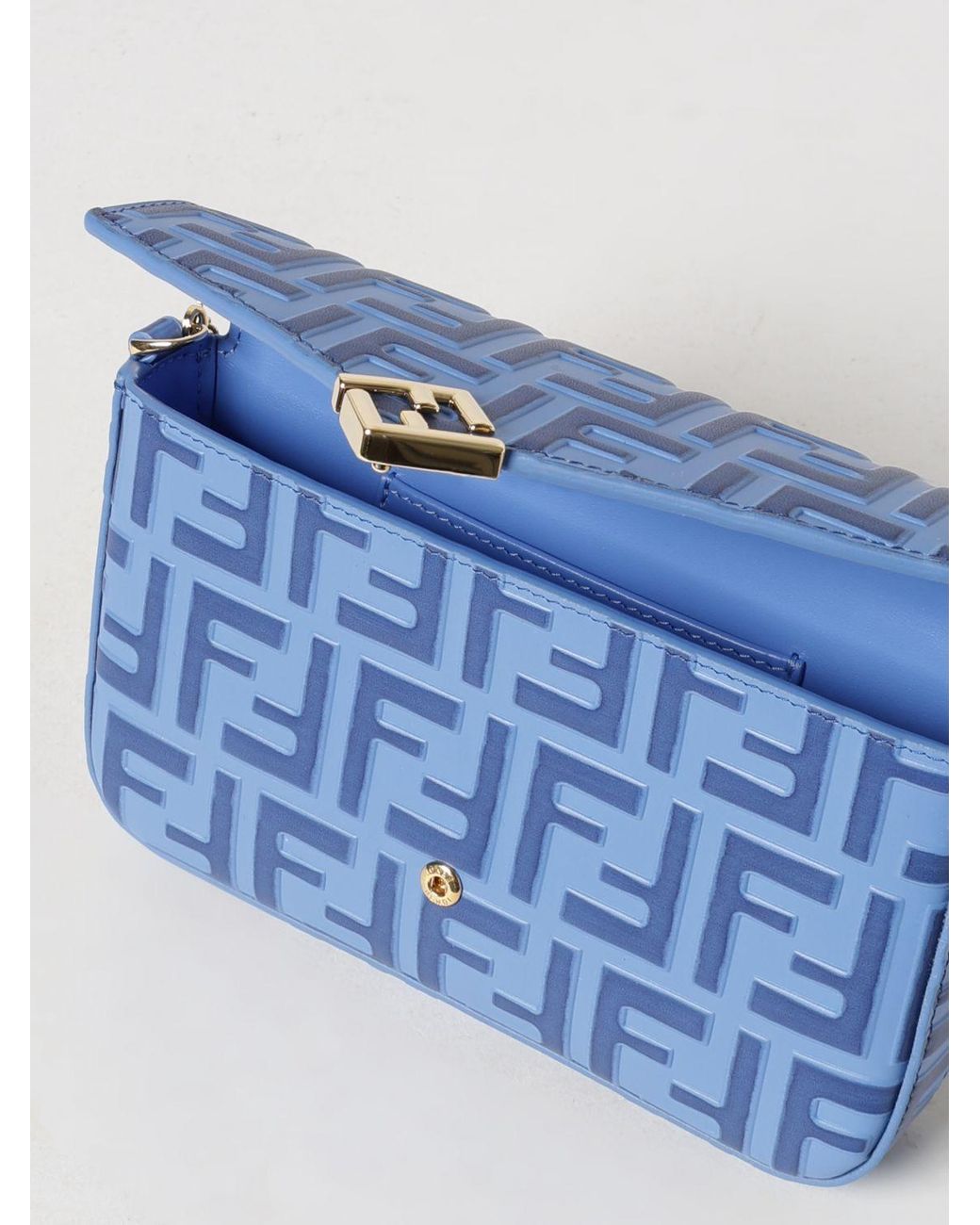 Fendi Blue Ff Diamonds Leather Crossbody Bag With Monogram