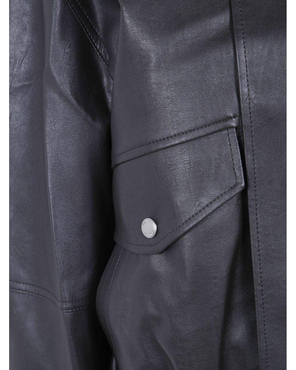 DUNST Blue Double-Breasted Faux Leather Biker Jacket With Dropped Shoulders