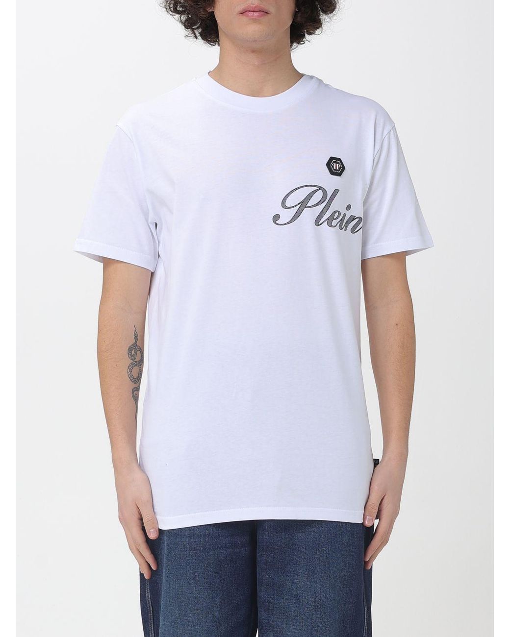 Philipp Plein White Cotton T-Shirt With Logo for men
