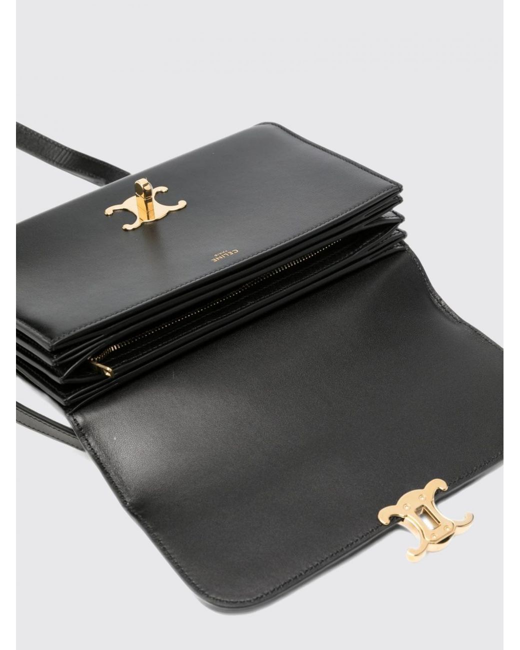 Céline White Triomphe Monogram Calfskin Crossbody Bag