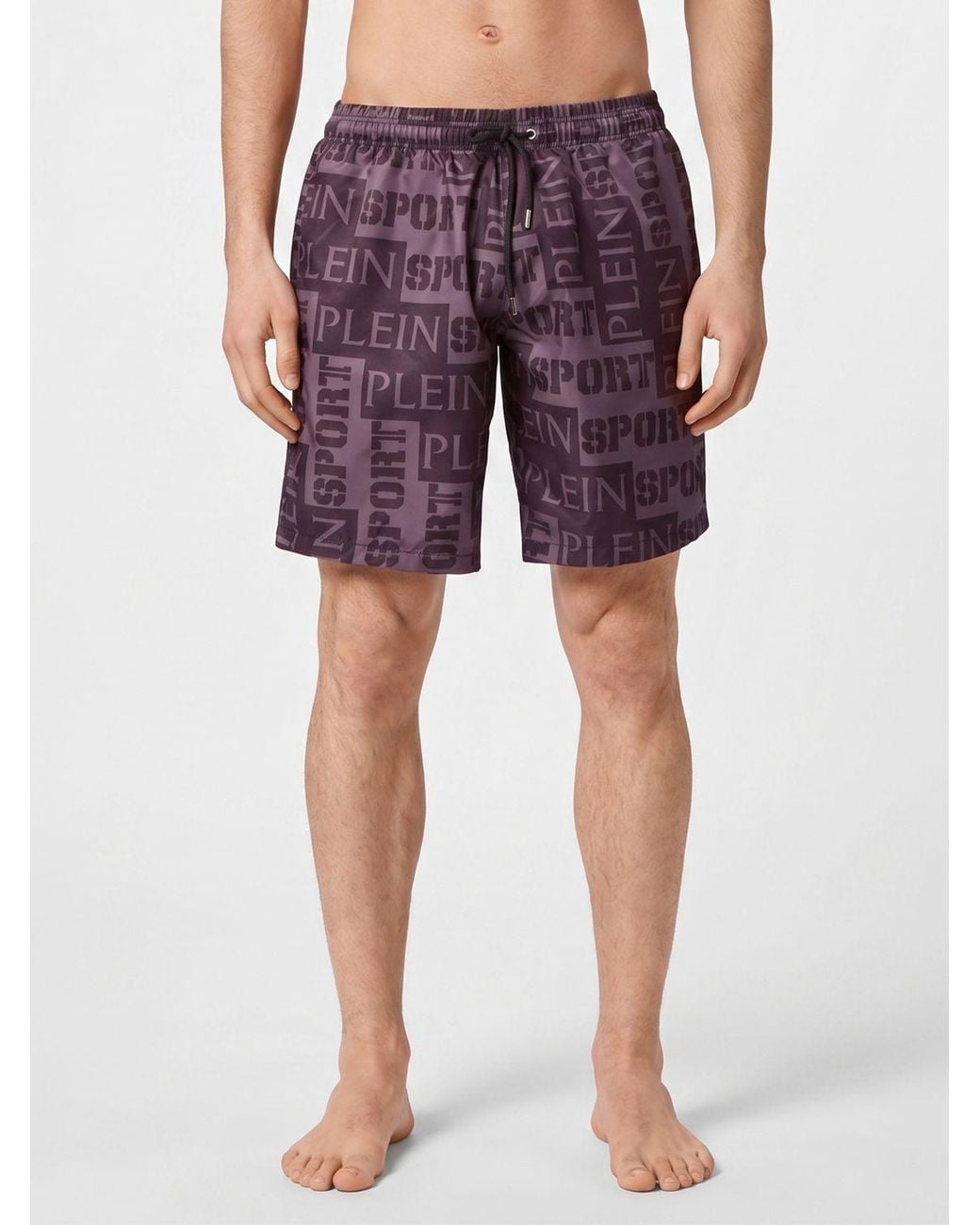 Philipp Plein Red Nylon Swim Trunks With Contrasting Logo And Drawstring for men