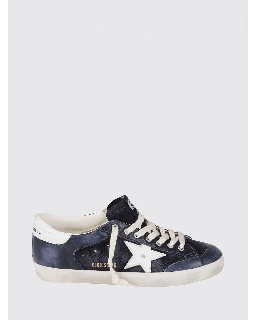 Golden Goose Deluxe Brand White Super-Star Leather Sneakers With Distressed Effect And Contrast Star for men