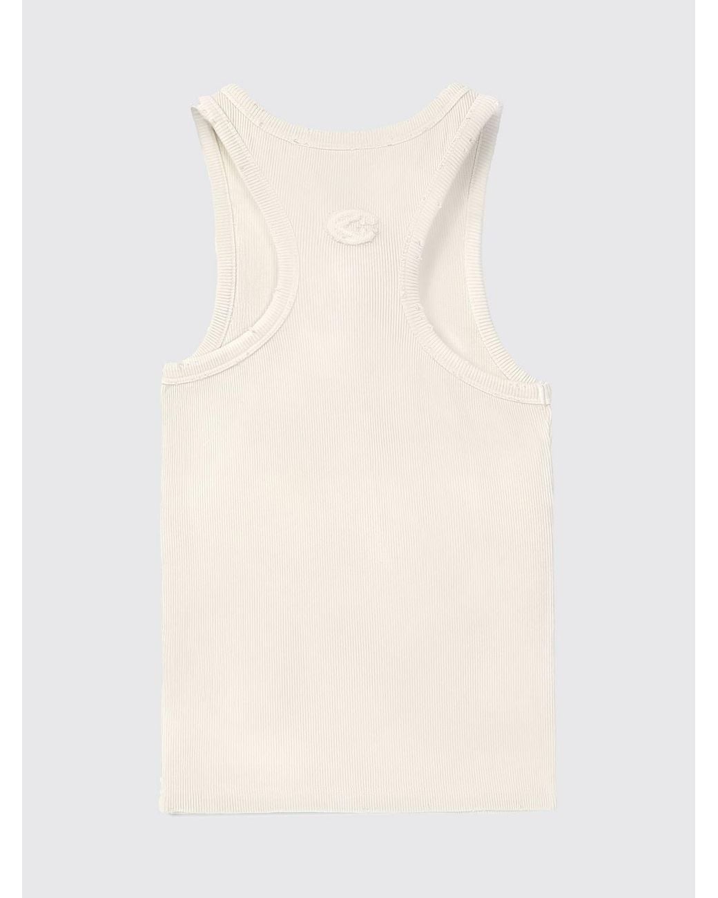CAMPERLAB Blue Ribbed Cotton Tank Top With Cold-Shoulder Cutouts And Crew Neck