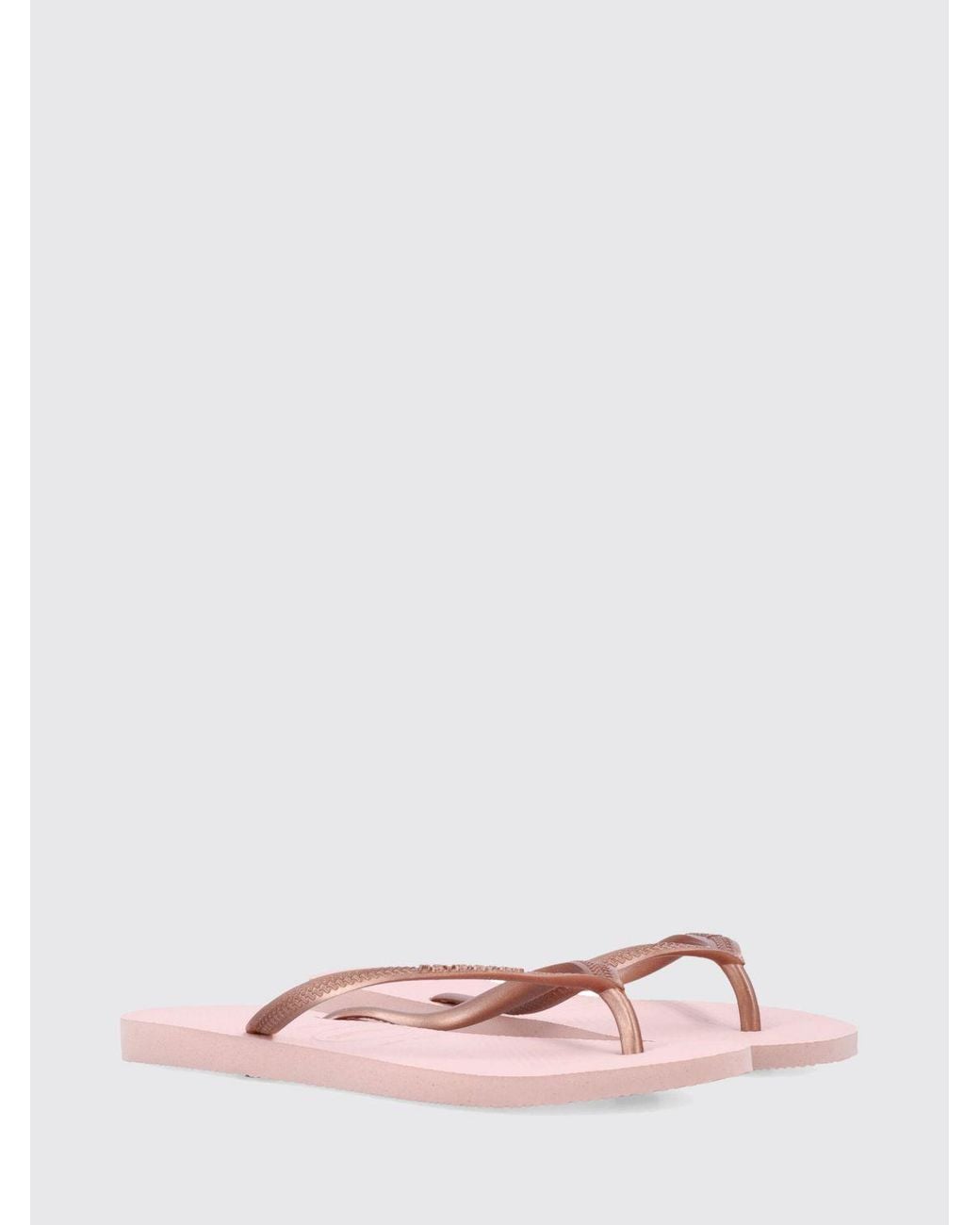 Havaianas Pink Slim Rubber Thong Sandals With Low Heel And Tone-On-Tone Logo