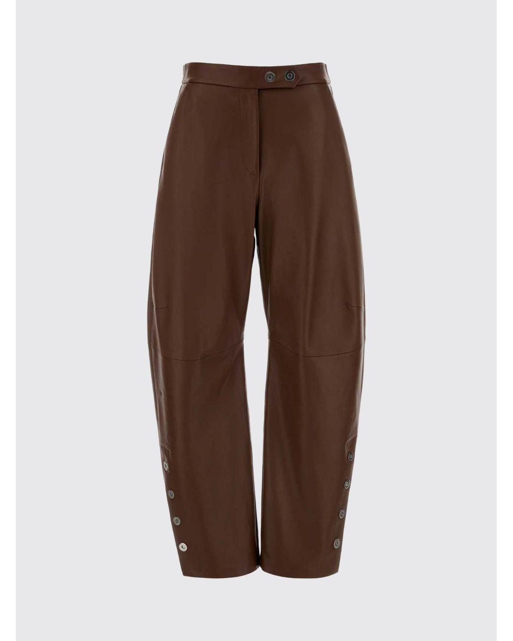 Sportmax Brown Wide-Leg Baggy Leather Trousers With Off-Centre Closure