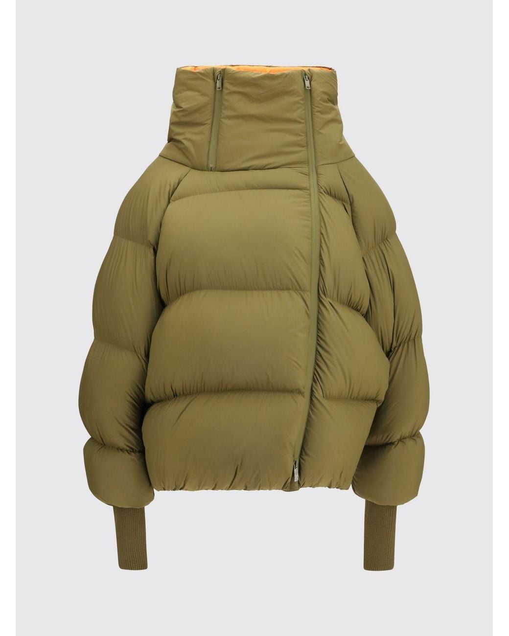 Ganni Green Future Quilted Nylon Puffer Jacket With Funnel Neck And Side Zip