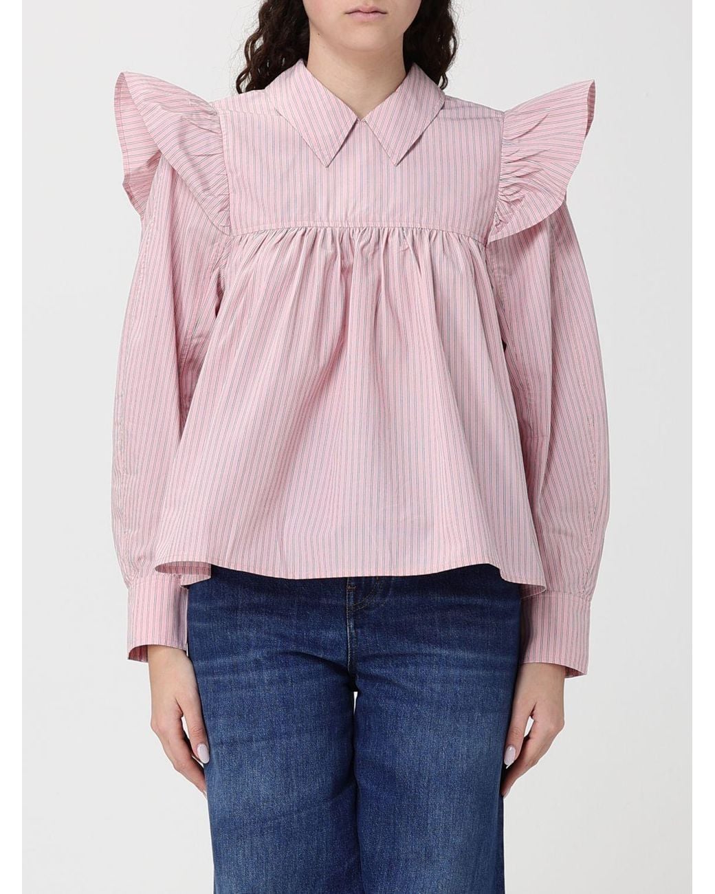 Ganni Pink Organic Cotton Shirt