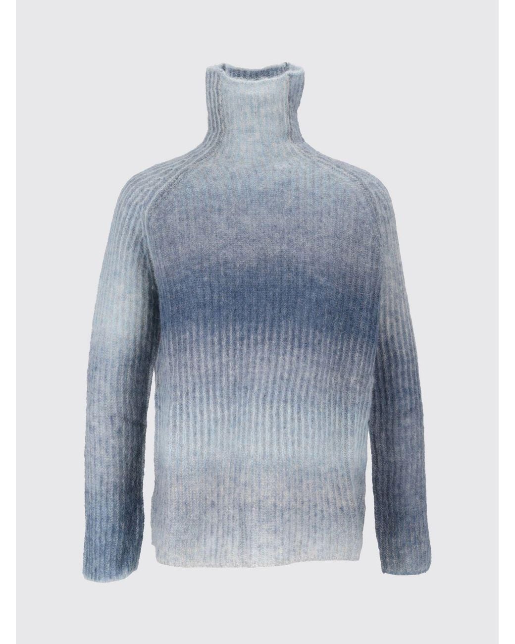 Kangra Blue Slim Fit Alpaca And Nylon Turtleneck Jumper With Abstract Pattern