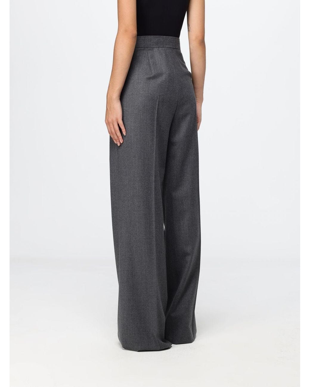 Max Mara Black High-Waisted Flared Crêpe Trousers With Slash Pockets