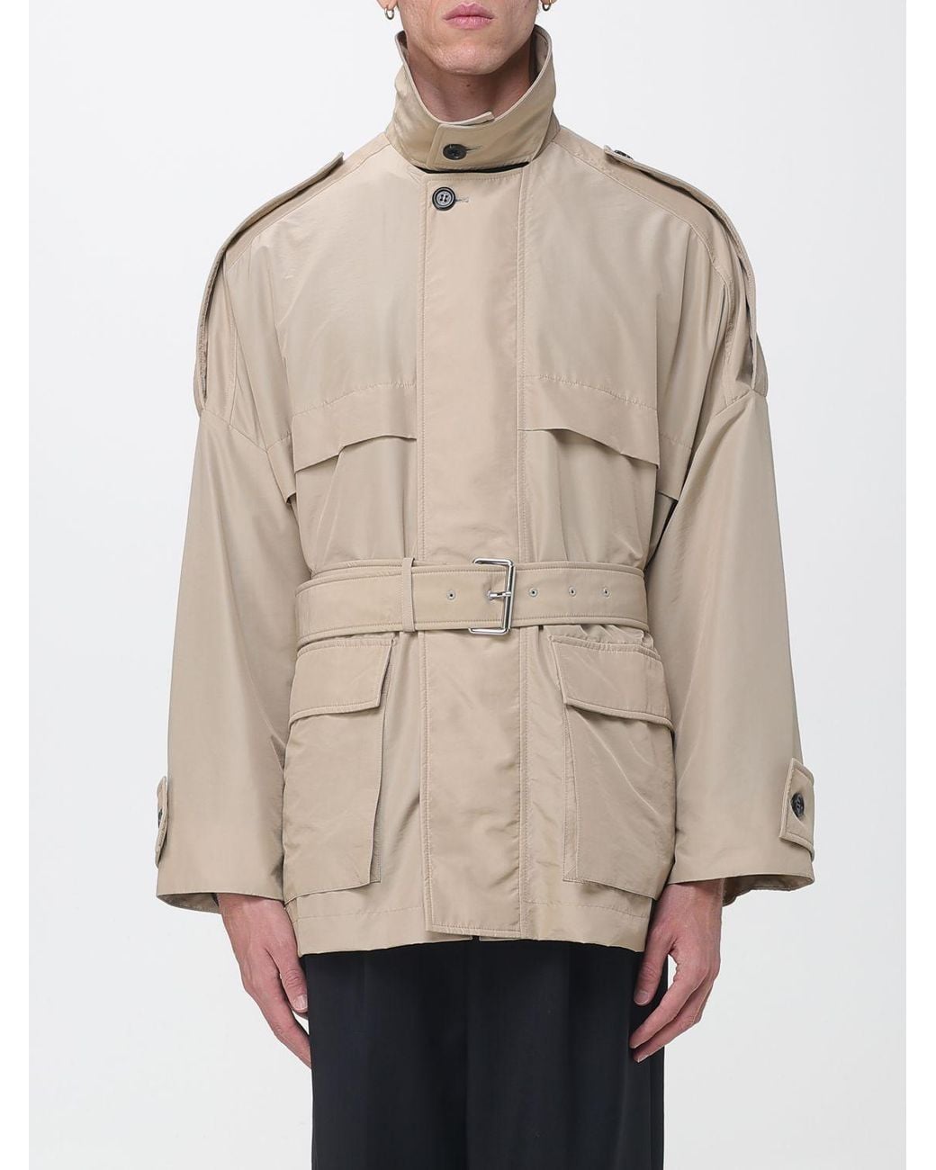 Text Tile Material Marni Technical Fabric Utility Jacket With High Neck And Belt in ...