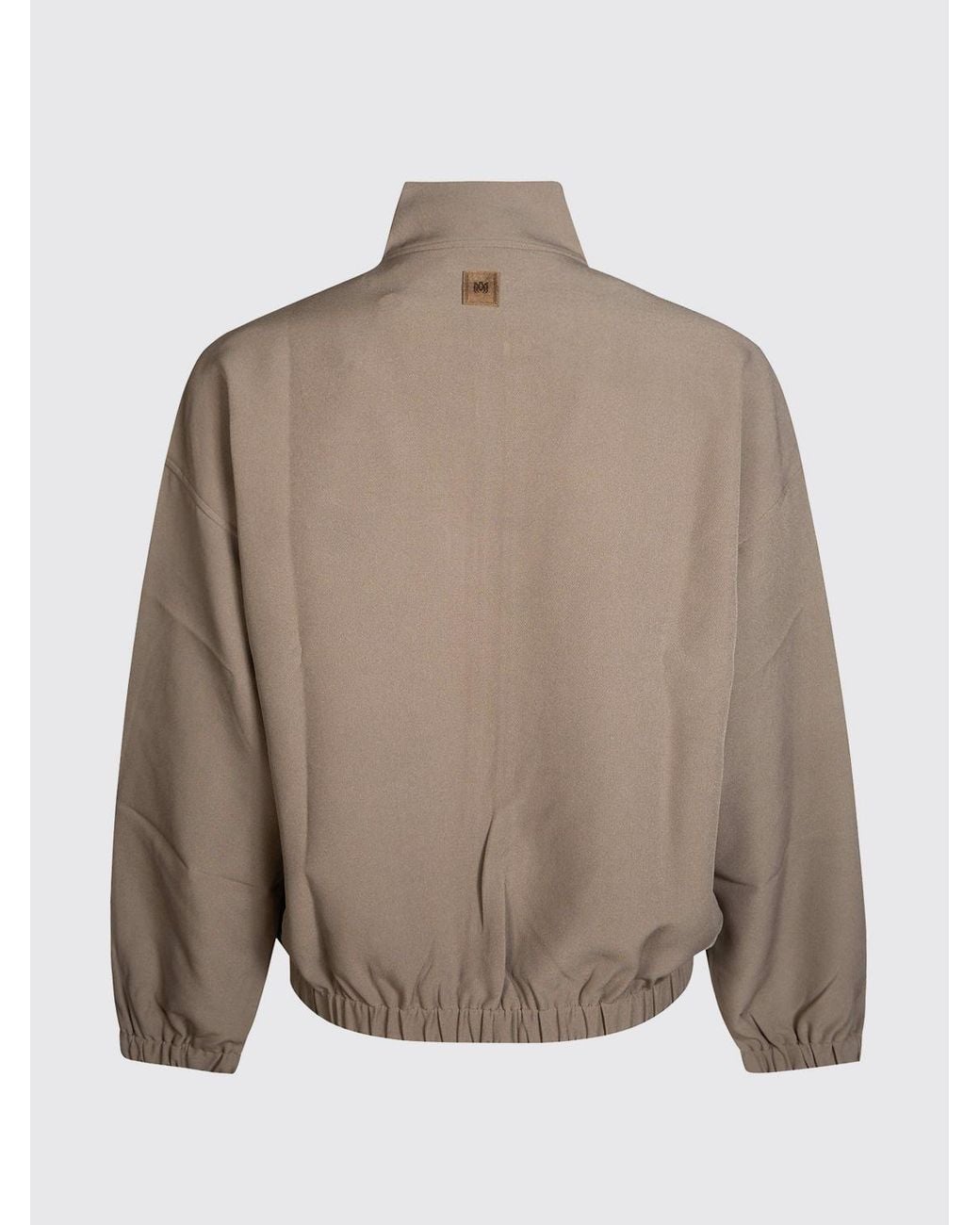 Amiri Gray Stretch Polyester Bomber Jacket With High Neck And Logo for men