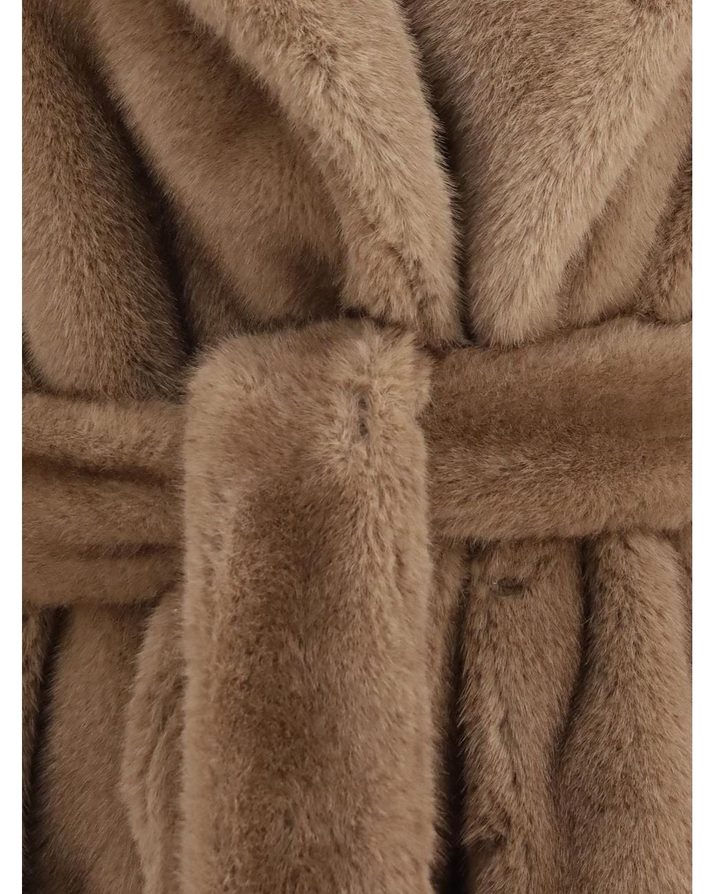 Max Mara Natural Faux Fur Robe Coat With Belt