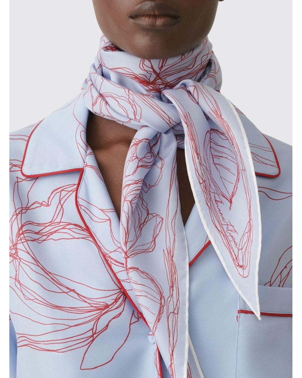 Fabiana Filippi Purple Pure Silk Foulard With Floral Print And Asymmetrical Design