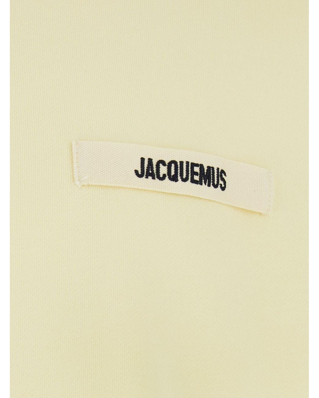 Jacquemus Natural Pure Cotton Crewneck Sweatshirt With Applied Contrast Logo for men