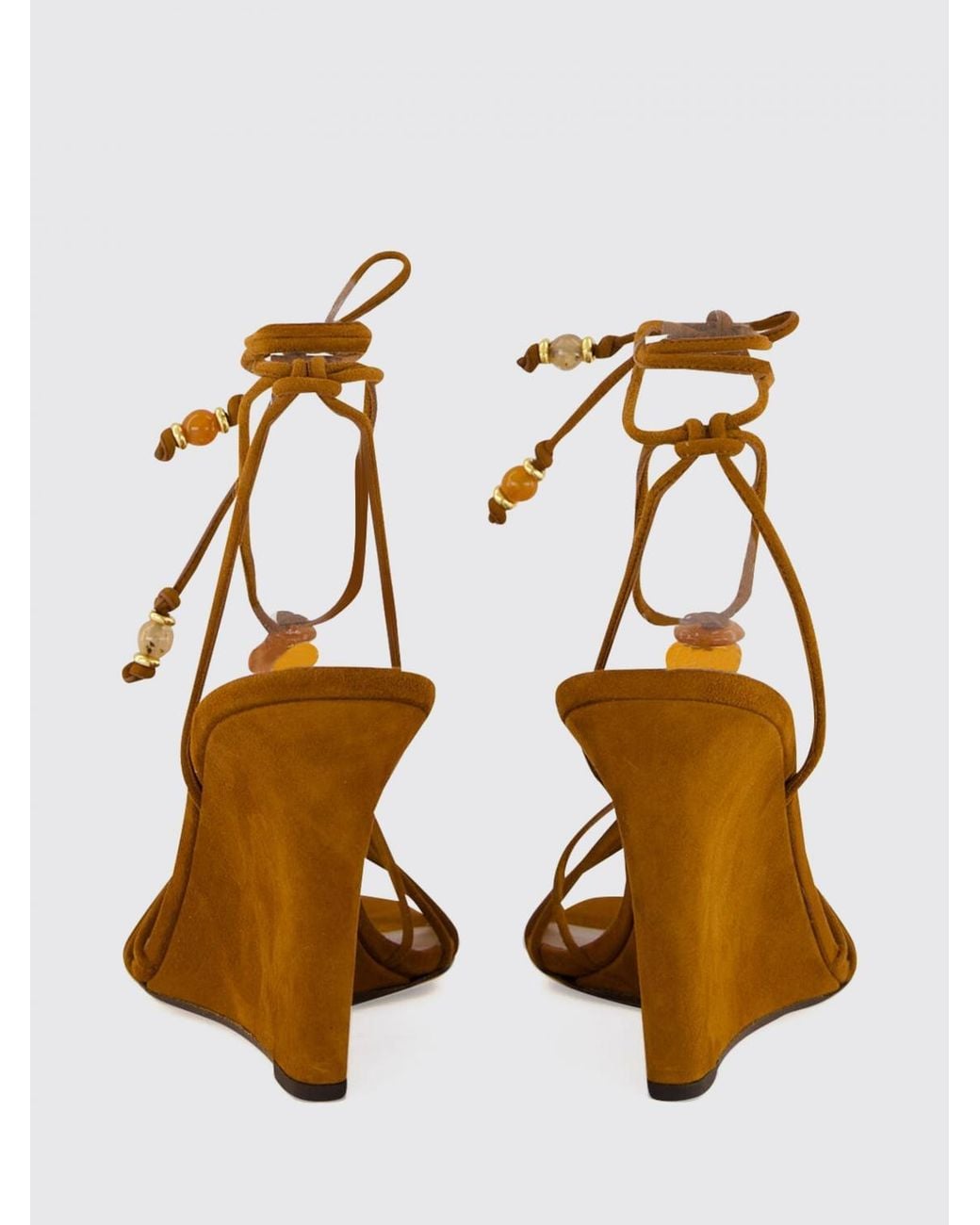 Jimmy Choo Brown Lova Suede Wedge Sandals With Ankle Ties