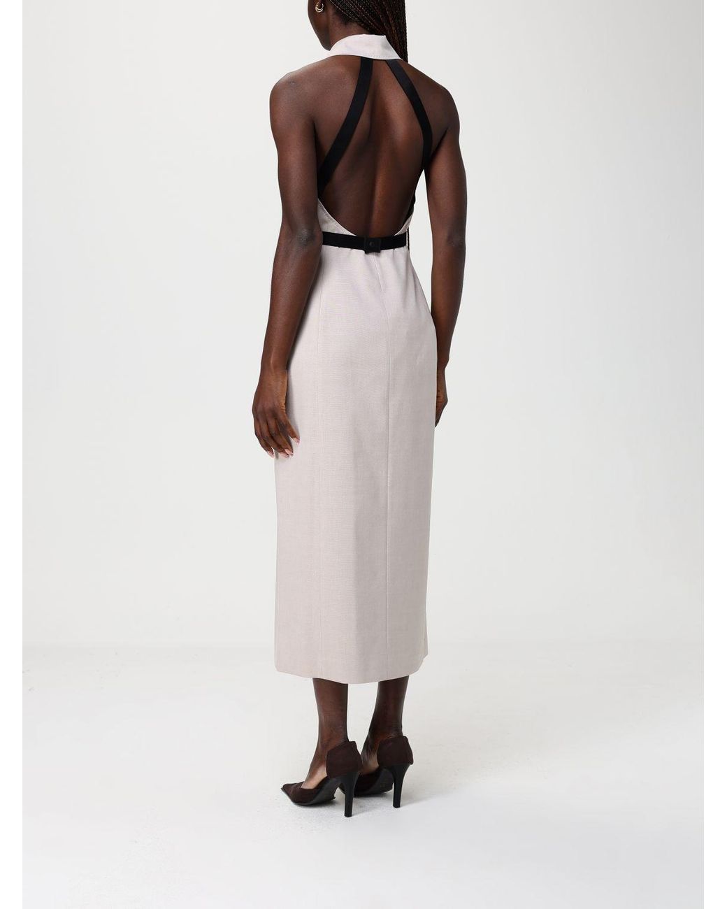 Max Mara Natural Cime Cotton And Wool Blend Midi Dress