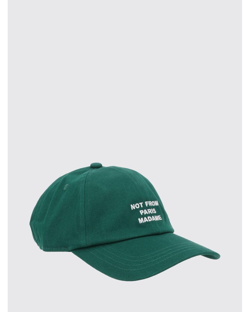 Drole de Monsieur Green Cotton Twill Baseball Cap With Embroidered Logo And Slogan for men