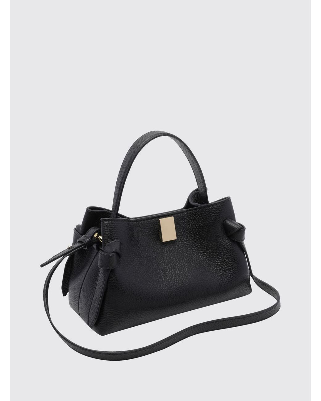 Yuzefi Black Gyoza Grained Calfskin Leather Mini Bag With Shoulder Strap