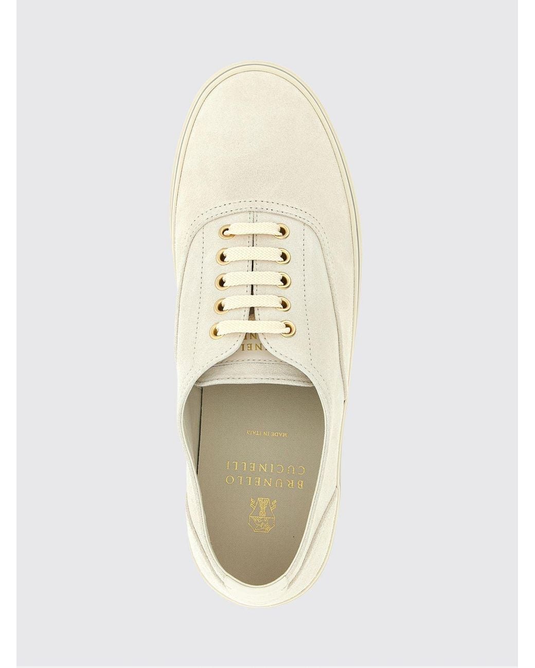 Brunello Cucinelli Natural Suede Low-Top Sneakers for men