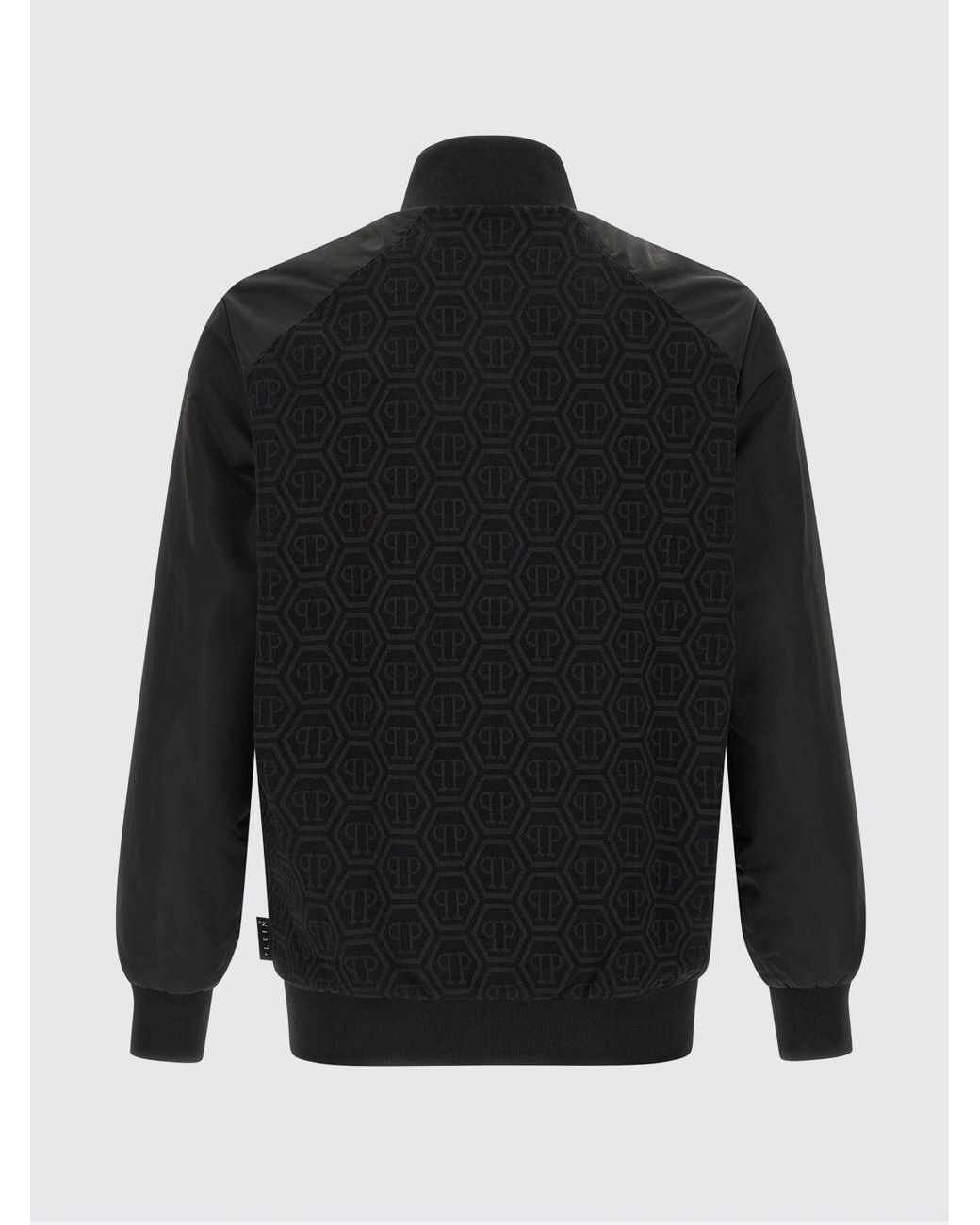 Philipp Plein Blue Hexagon Logo High Neck Zipped Cotton-Blend Sweatshirt for men