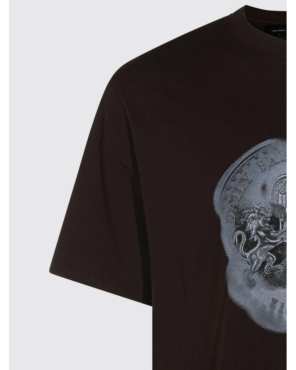 Daily Paper Black Cotton Crewneck T-Shirt With Graphic Print On The Back for men