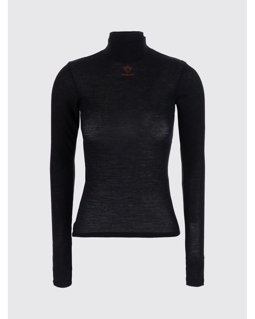 Versace Black Slim Fit Turtleneck Jumper