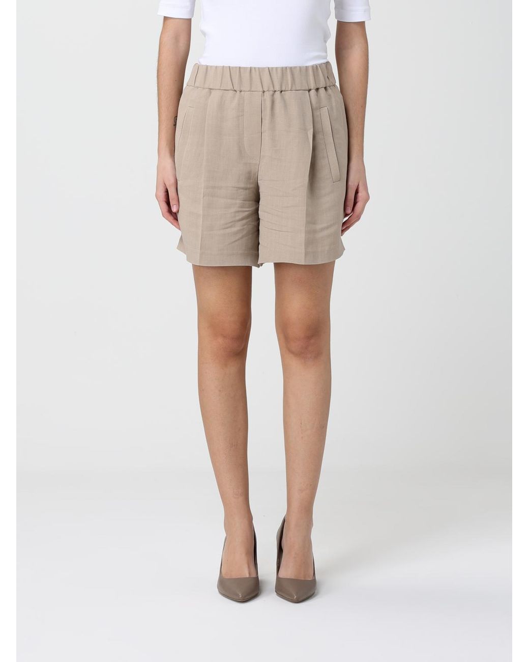 Brunello Cucinelli Natural Linen Blend Shorts