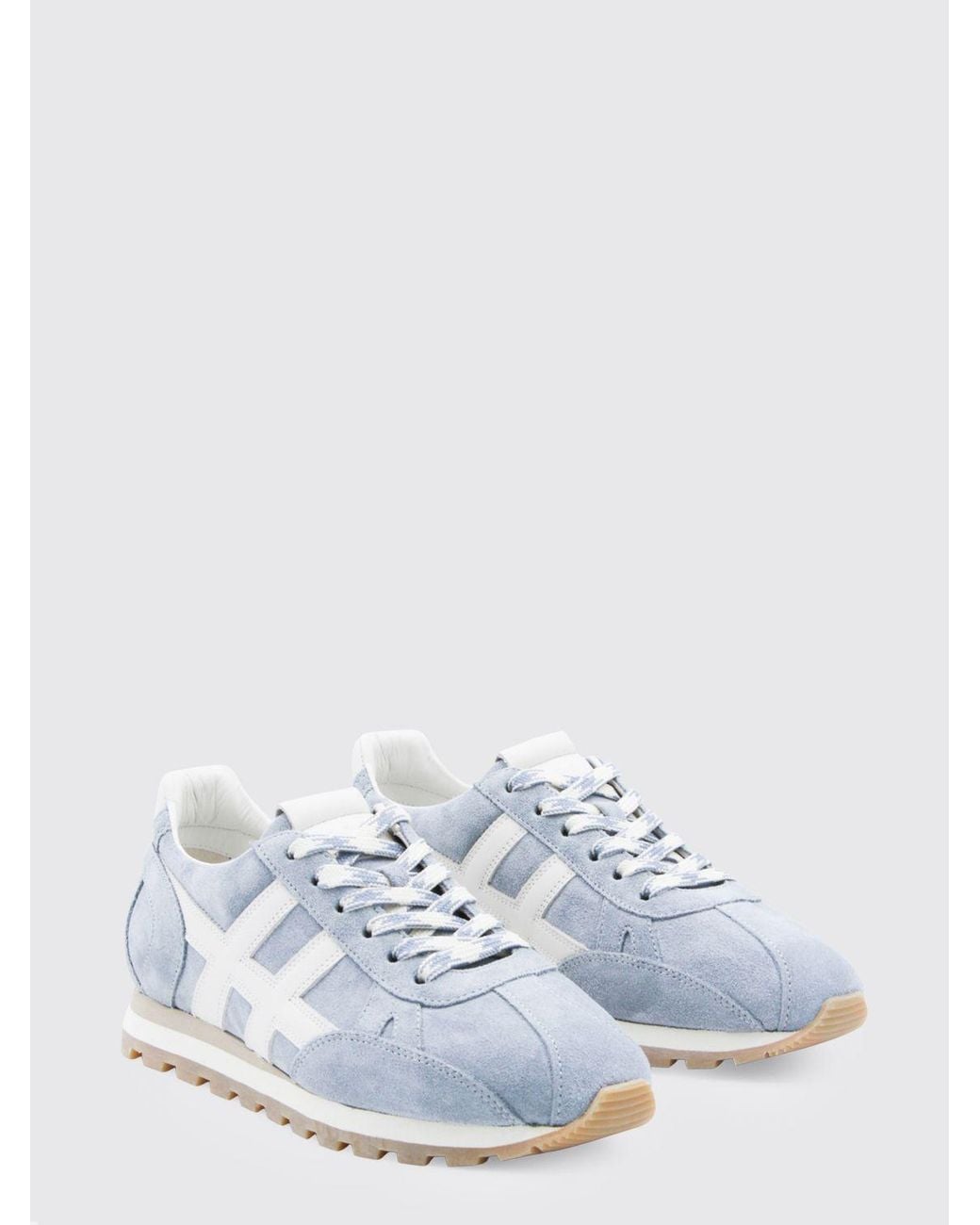 Hogan White Suede Lace Up Flat Shoes