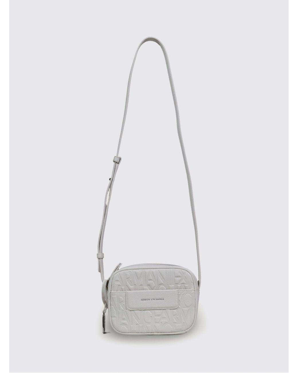 ARMANI EXCHANGE Gray Grained Synthetic Leather Bag With Embossed Logo