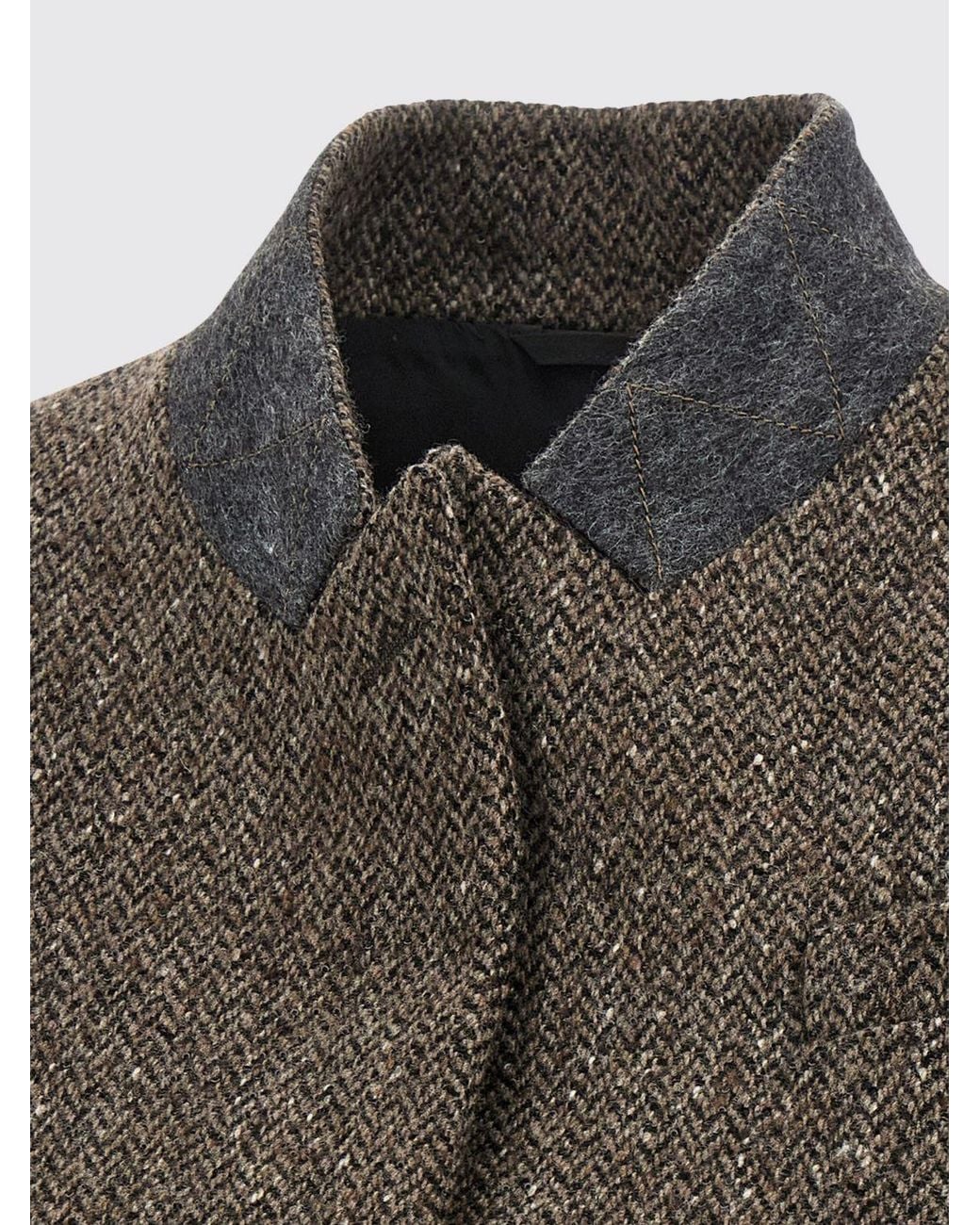 Brunello Cucinelli Gray Chevron Wool Tailored Waistcoat With Belt