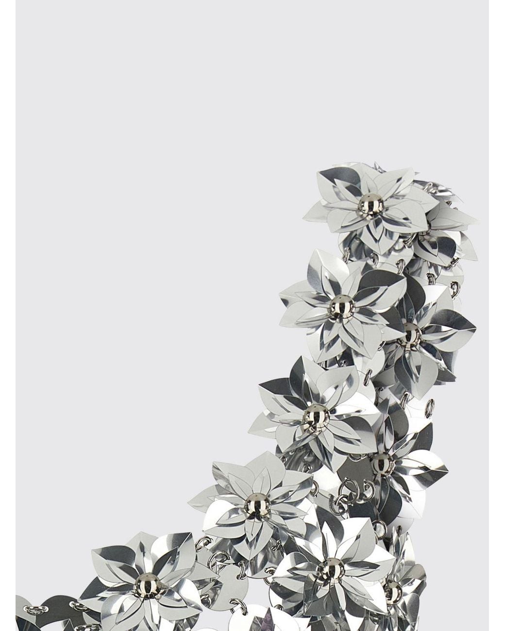 Rabanne Blue Crop Top With Discs And 3D Flowers