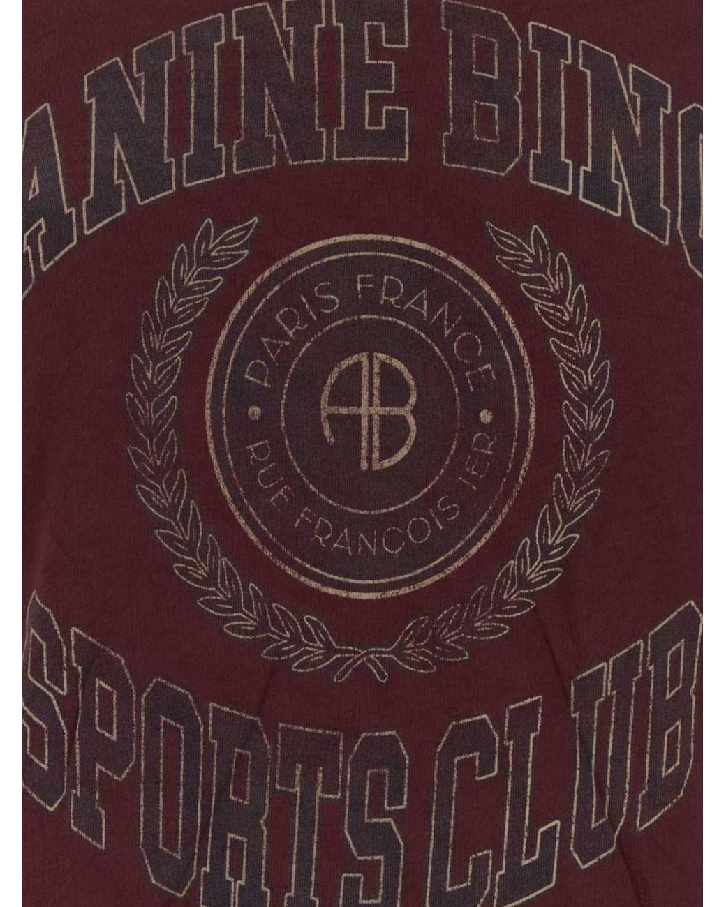 Anine Bing Red Oversize Cotton T-Shirt With Contrasting Logo And Dropped Shoulders