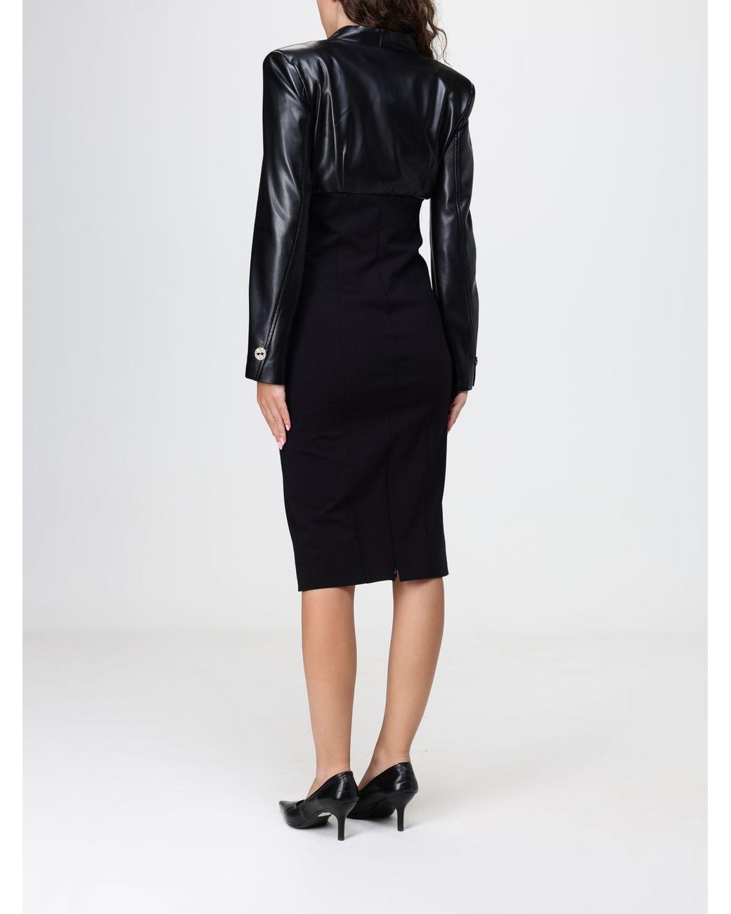 SIMONA CORSELLINI Black Square-Neck Jersey Sheath Midi Dress
