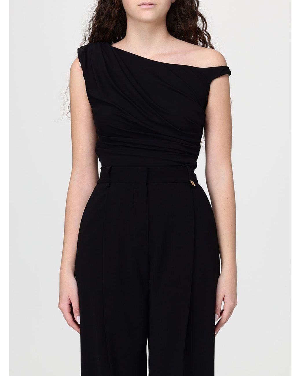 Elisabetta Franchi Black Draped Bodysuit