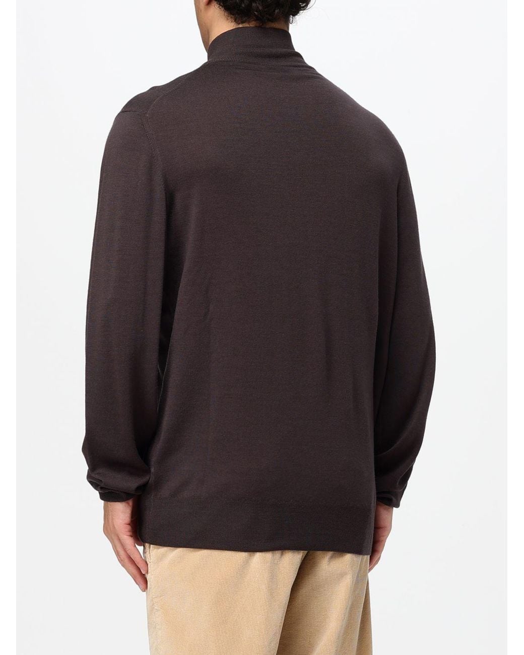 Canali Gray Wool Cardigan Jumper With Turtleneck And Zip Closure for men