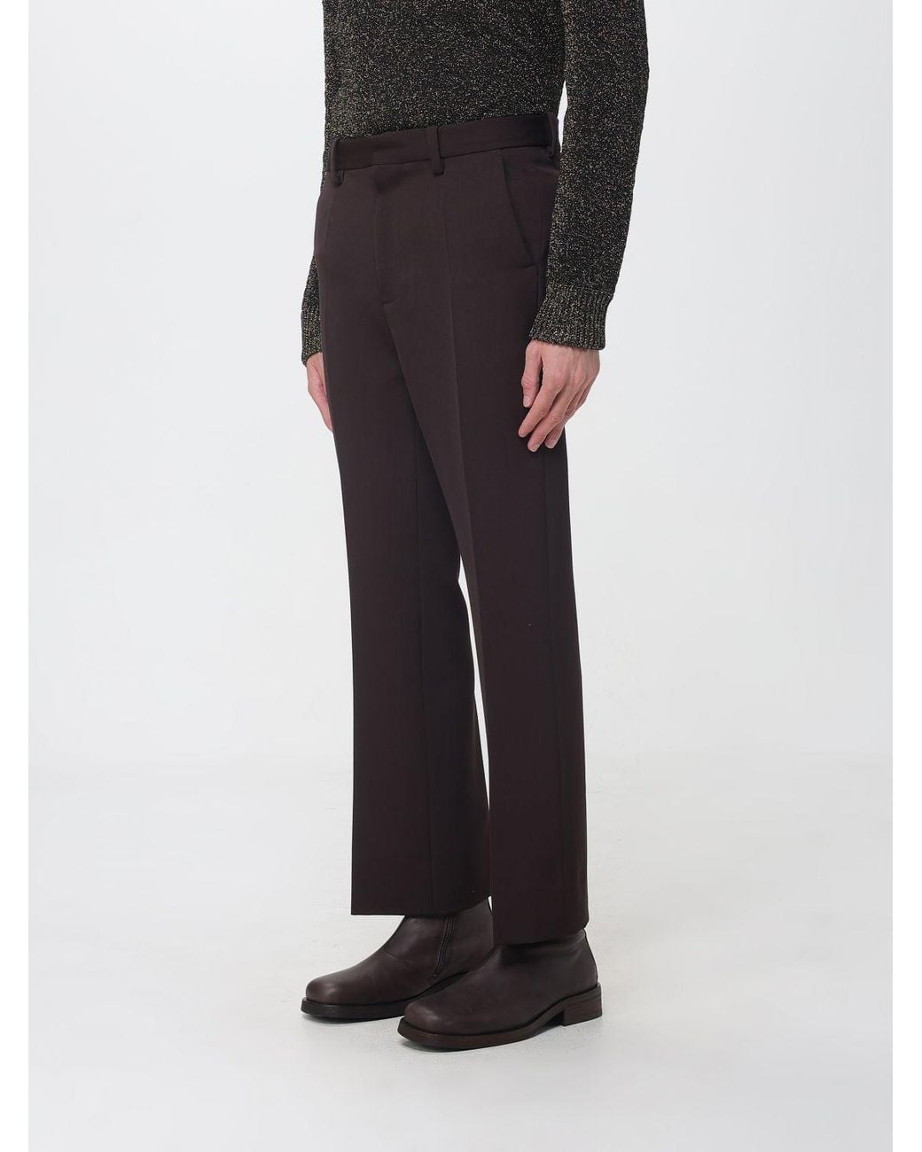 Marni Black Slim Fit Pleated Pure Virgin Wool Tailored Trousers for men