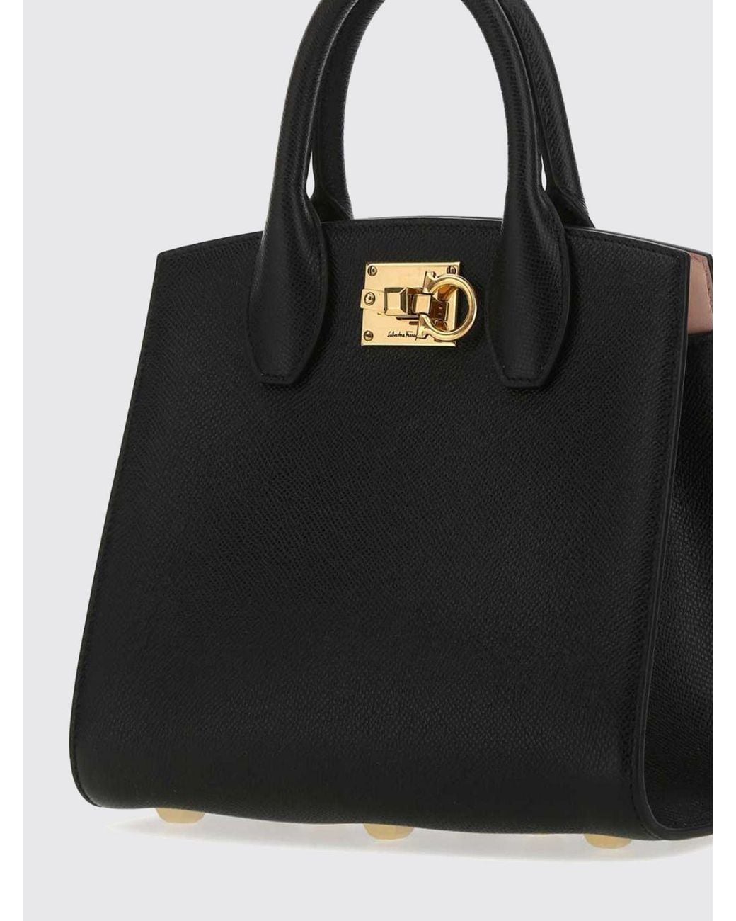 Ferragamo Black Studio Box Bag Leather Handbag