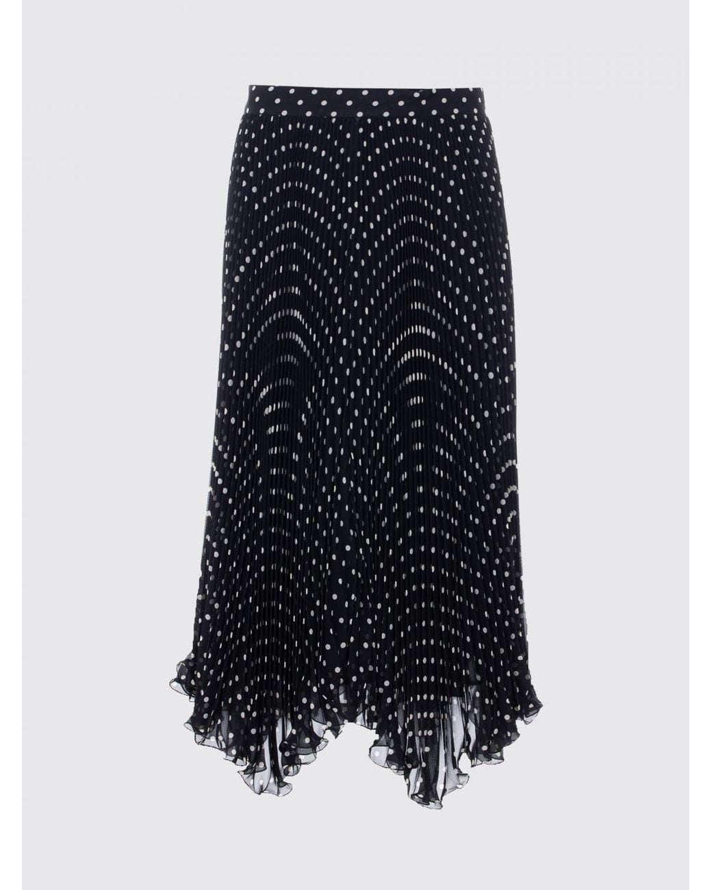 Valentino Black Polka Dot Silk Midi Skirt