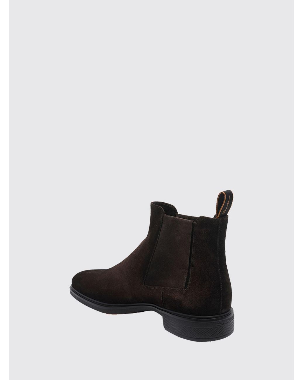 Santoni Black Suede Chelsea Boots With Rubber Sole for men