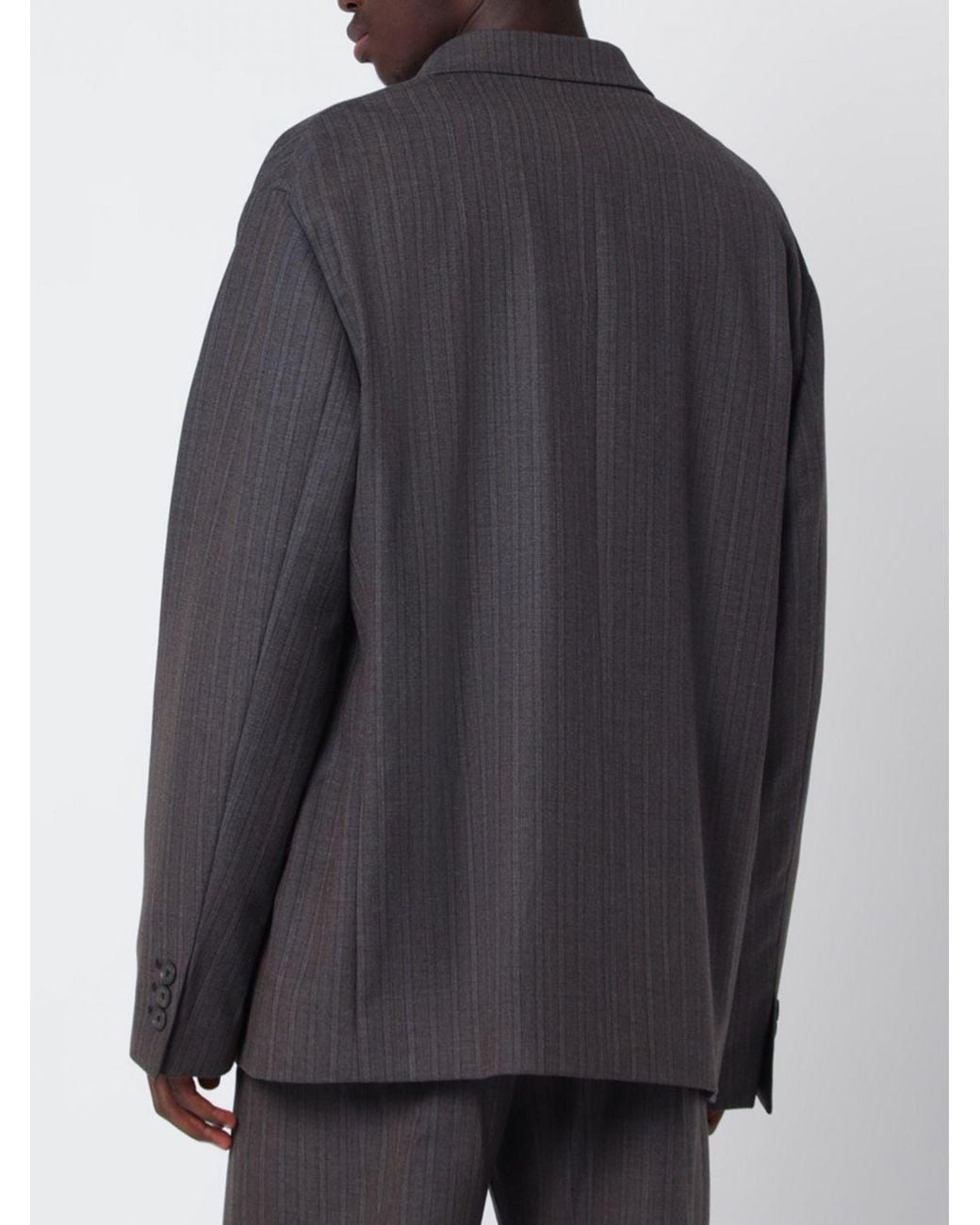 Our Legacy Gray Halt Double-Breasted Striped Blazer for men