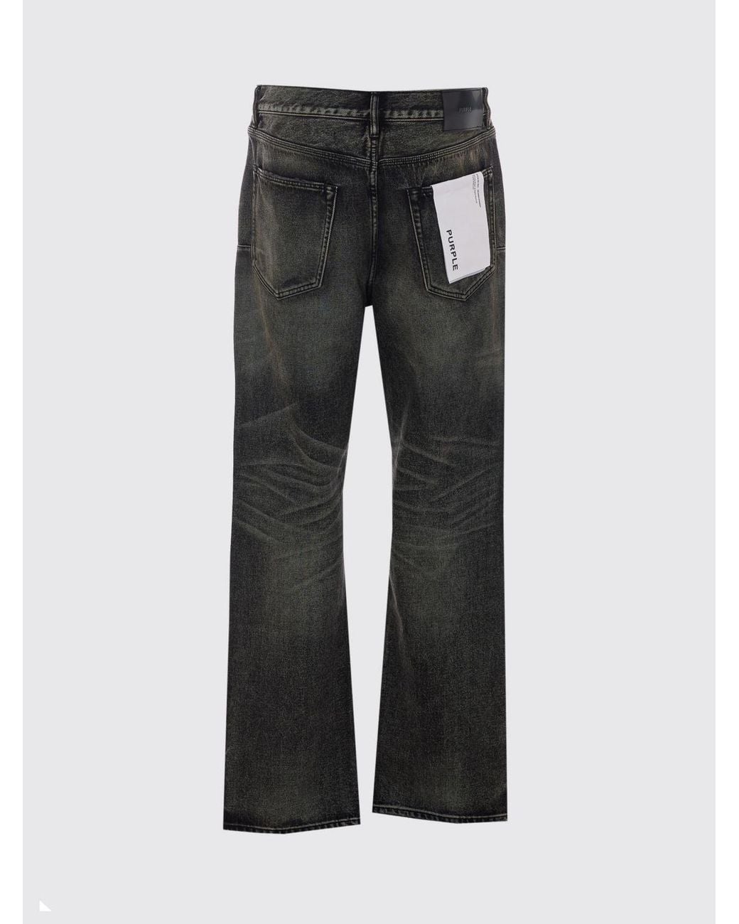 Purple Black Straight-Fit Cotton Denim Jeans With Worn Effect for men