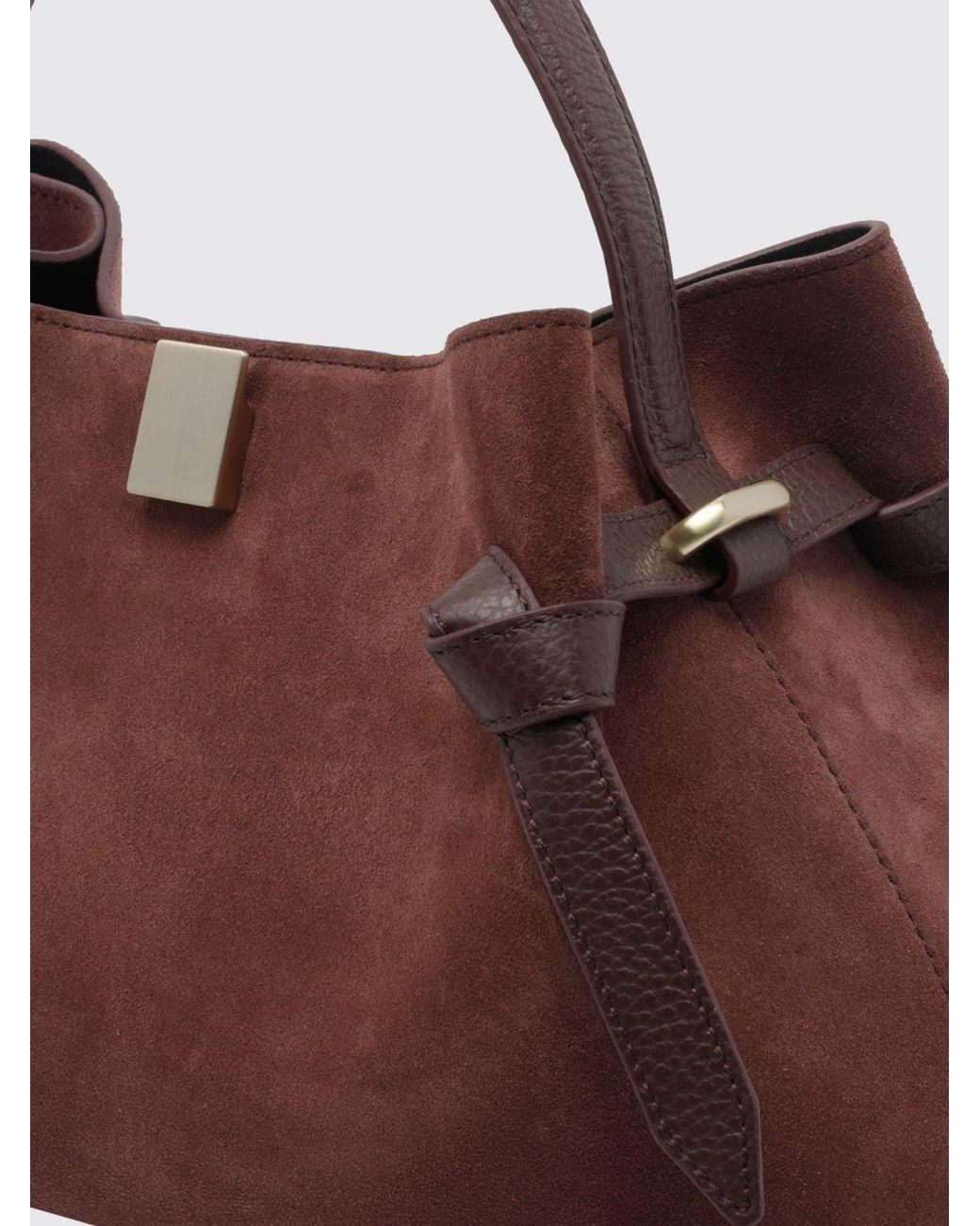 Yuzefi Brown Flared Suede Calfskin Leather Handbag