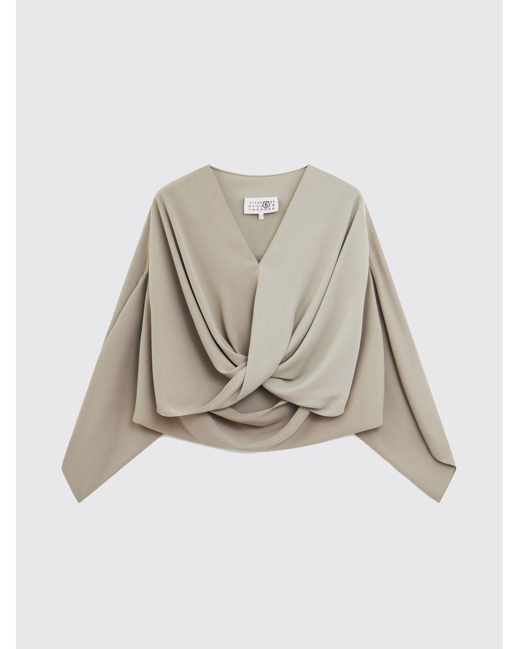 MM6 by Maison Margiela Gray Draped Cropped V-Neck Top