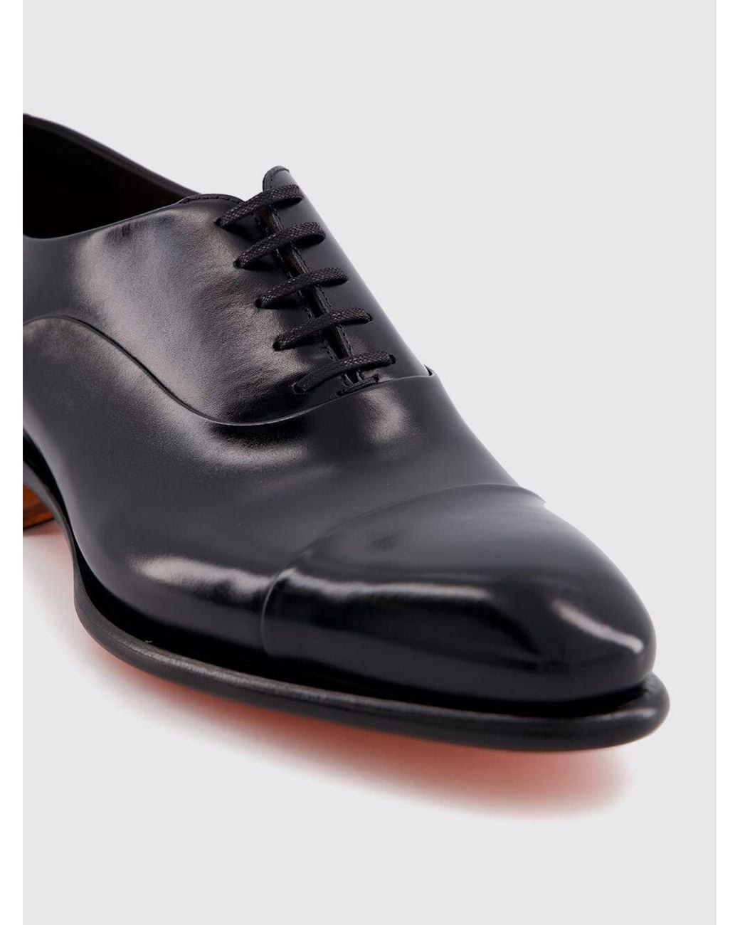 Santoni White Elegant Smooth Leather Oxford Shoes With Leather Sole for men