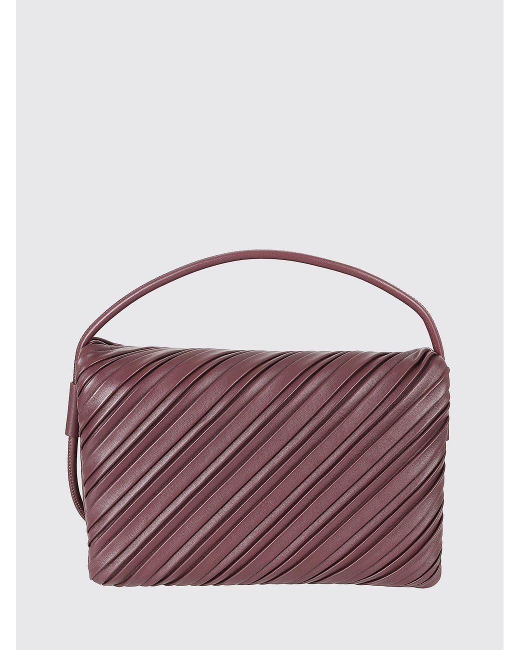 Victoria Beckham Purple Dorian Pleated Nappa Leather Handbag With Tubular Handle