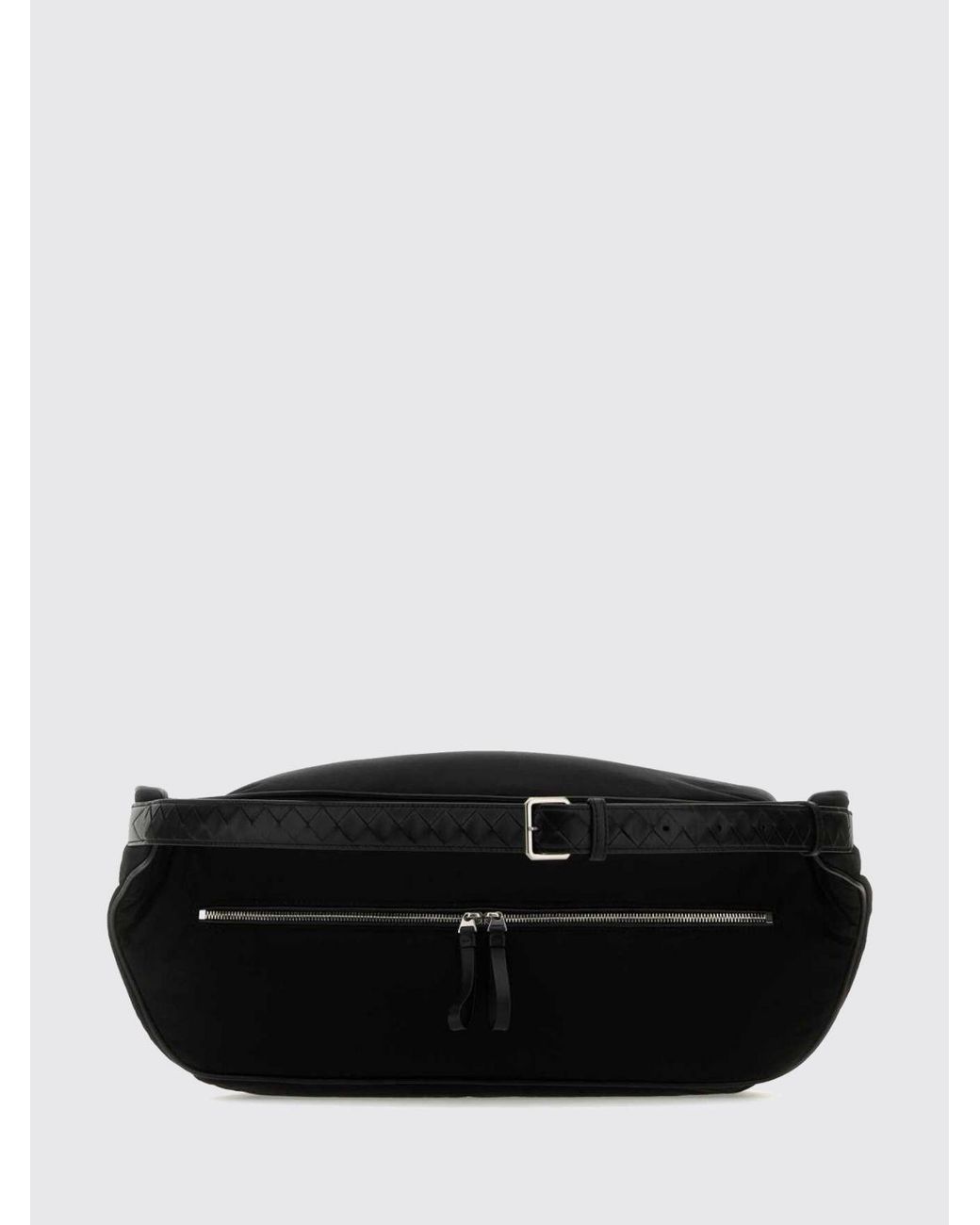 Bottega Veneta Black Nylon Belt Bag With Embossed Logo And Back Pocket for men