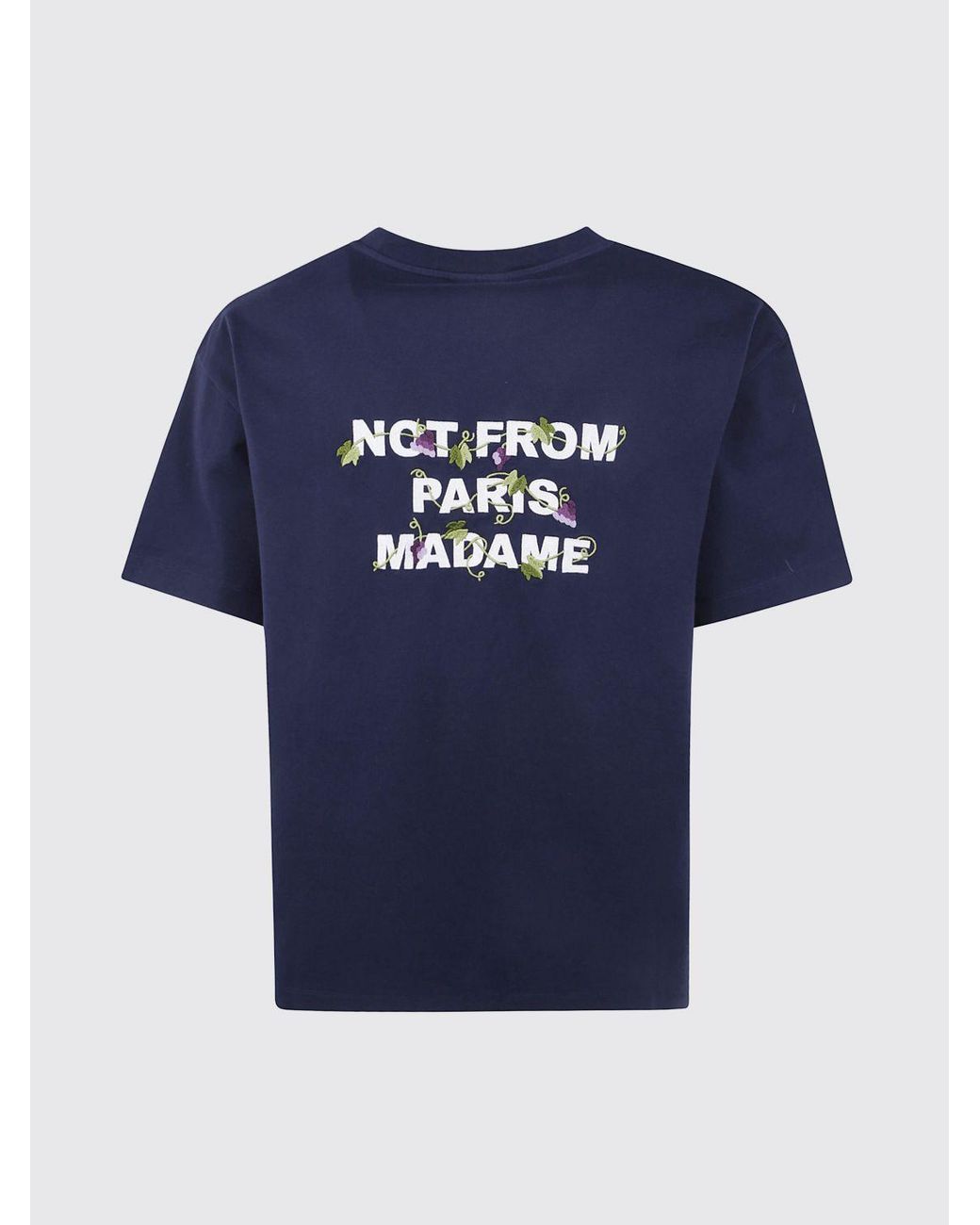 Drole de Monsieur Blue Slogan Print Cotton T-Shirt With Dropped Shoulders for men