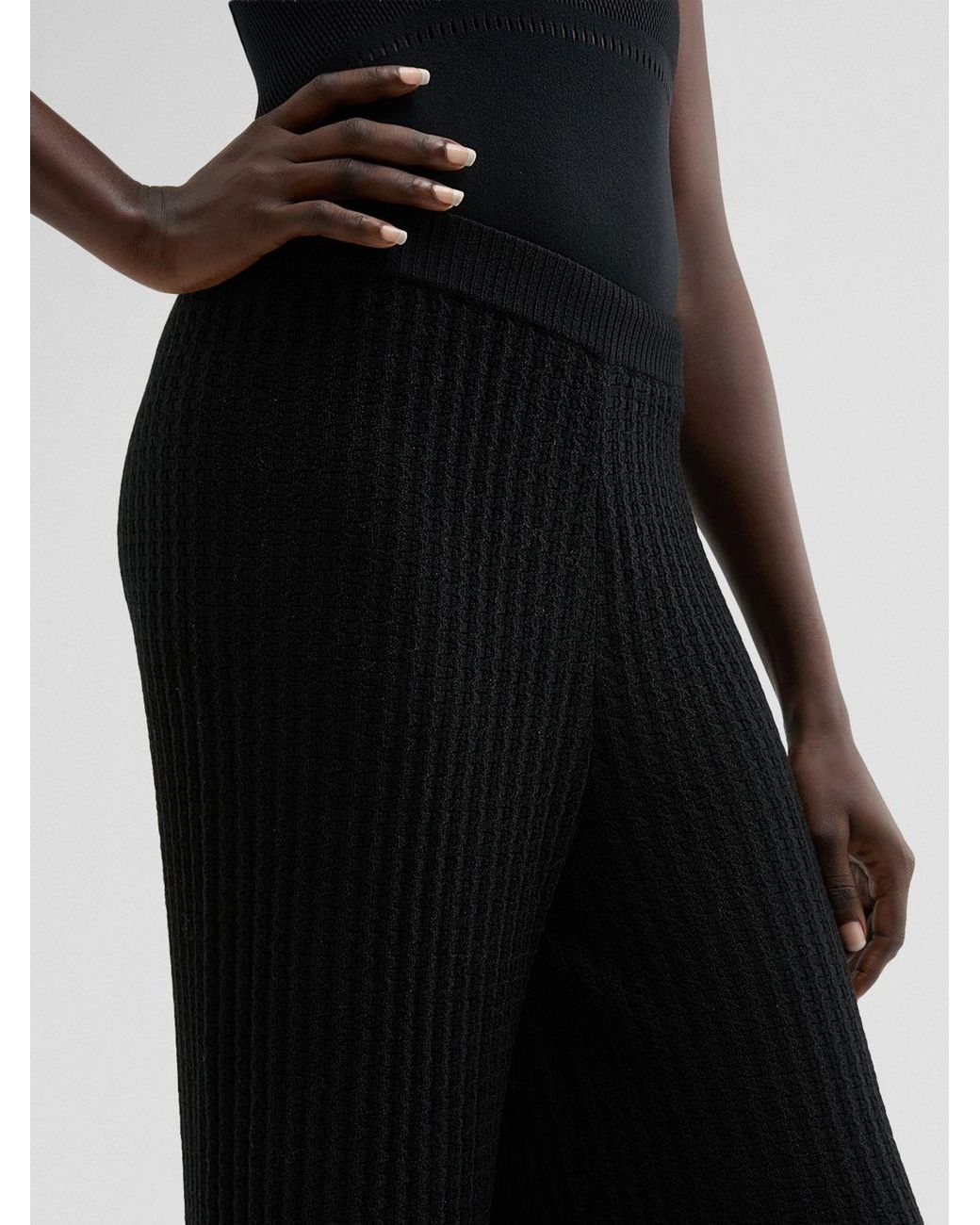 MACCAPANI Black Bouncy Cotton Palazzo Trousers