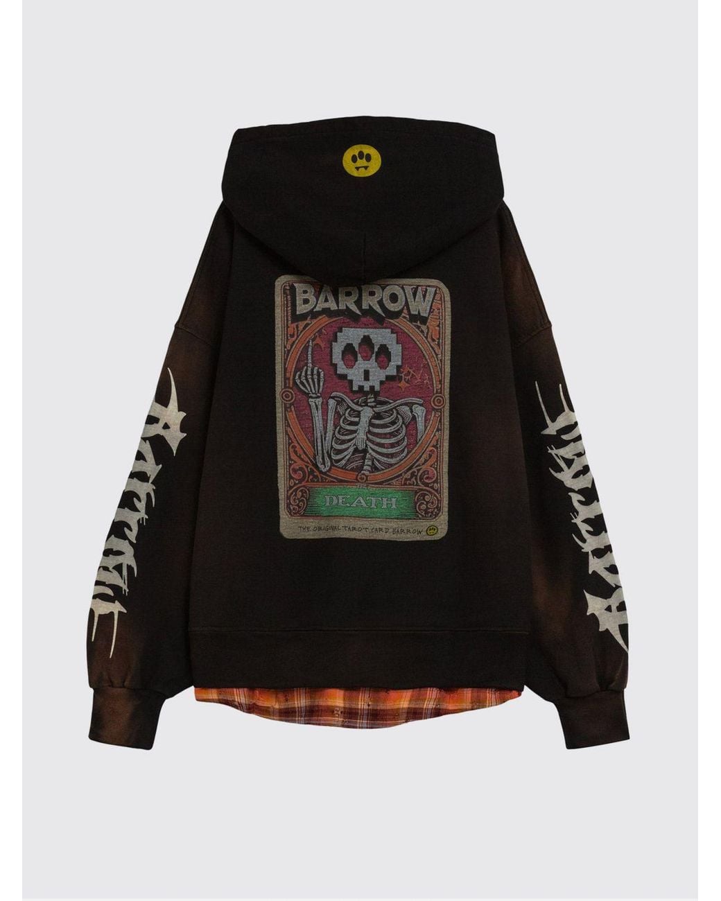 Barrow Black Cotton Hoodie With Logo Print for men